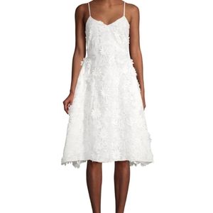 MESTIZA NEW YORK NWT Adrianna White Floral 3D Applpique Midi Dress